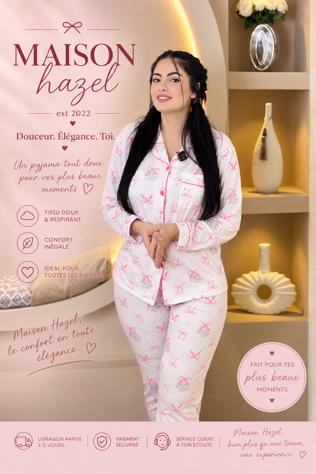 PYJAMA HAZEL RUBAN ROSE 🎀