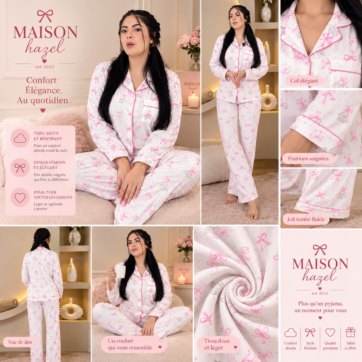 PYJAMA HAZEL RUBAN ROSE 🎀